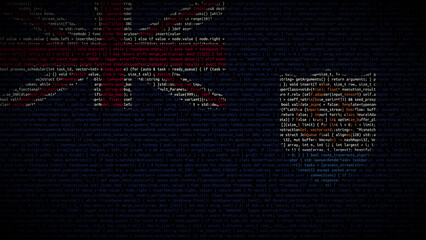 Binary code on flag of Anguilla. Program source code or Hacker concept on Anguillan flag. Anguilla...