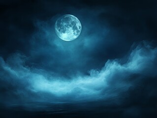 Obraz premium Background of a vibrant full moon illuminating a dramatic, cloudy night sky.