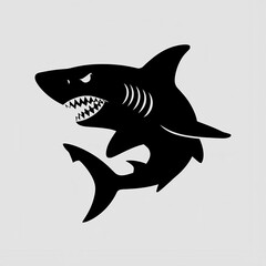 Shark icon Black  victor silhouette White background