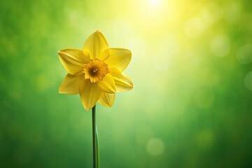 Silhouette of yellow daffodil flower on green background