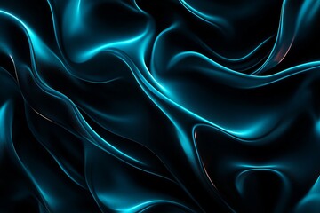 Obraz premium Abstract blue silk fabric waves, smooth textile texture with shimmering light, elegant design background.