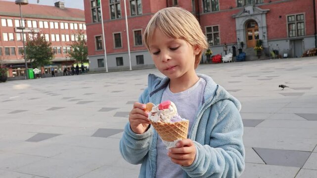 Family with children and pet dog, visiting nortern cities in Sweden, Umea