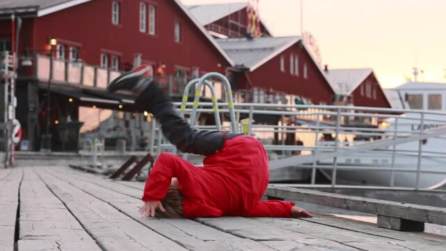 Family with children and pet dog, visiting nortern cities in Sweden, Lulea