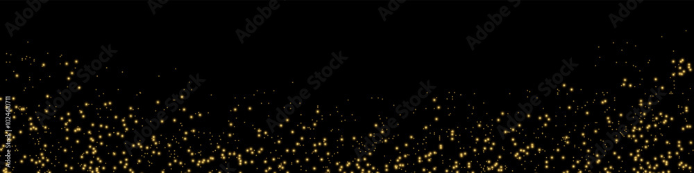 Wall mural glittering vector dust on a black background. gold sparkling lights. christmas holiday glow particle