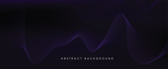 Purple background with flowing wave lines. Futuristic abstract technology concept. Vector illustration