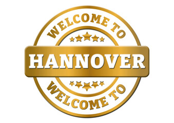 gold sticker welcome to Hannover germany