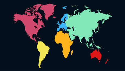 World map. Color modern vector map. Silhouette map.