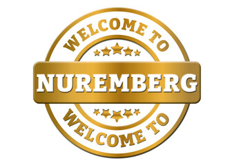 gold sticker welcome to Nuremberg Germany