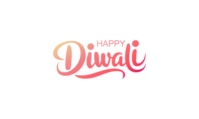 Happy Diwali holiday banner. Hand written greeting text. Vector illustration.