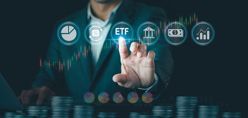 ETF investment concept, Exchange-traded fund, stock market trading investment financial, financial and investment, and interest rates, Stock market index fund
