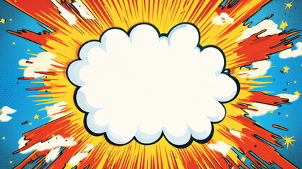 Creative explosion of color with a vibrant speech bubble against a bright orange background