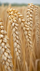 Golden Wheat Field, Close-Up Of Ripened Cereals, Ready For Harvest, Agriculture Background.
