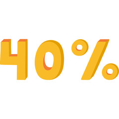 Cute hand drawn three-dimensional lettering of 40 percent sale. 3d letters for big discount for business, offline store, internet sale isolated on background. Minus forty percent price off clipart.
