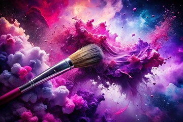 Fototapeta premium Vibrant Watercolor Splash in Pink and Purple - Textured Gouache Background for Artistic Projects