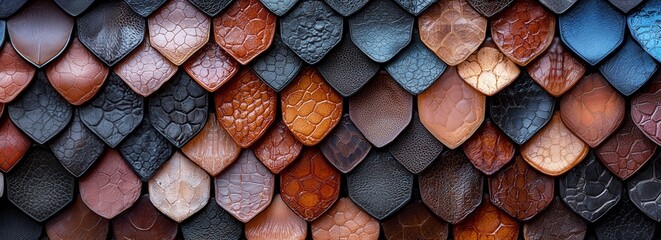 Close-up of fossilized dinosaur skin imprints for paleontology and design inspiration