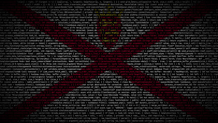 Binary code on flag of Jersey. Program source code or Hacker concept on Jersey flag. Jersey digital...