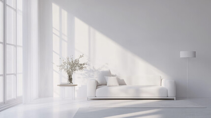 Elegant Minimalism: A Stunning White Luxury Living Room Mockup for Inspiring Interiors