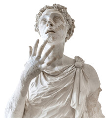 PNG  Classical marble statue, expressive pose