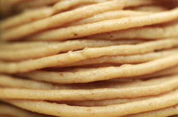 Closeup of Sweetened Chestnut Pureed Vermicelli of a Mont Blanc Cake