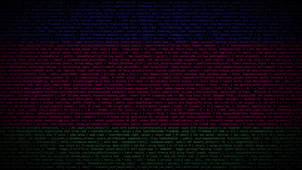 Binary code on flag of Kuban People's Republic. Program source code or Hacker concept on Kuban...