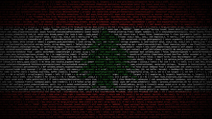 Binary code on flag of Lebanon. Program source code or Hacker concept on Lebanese flag. Lebanon...