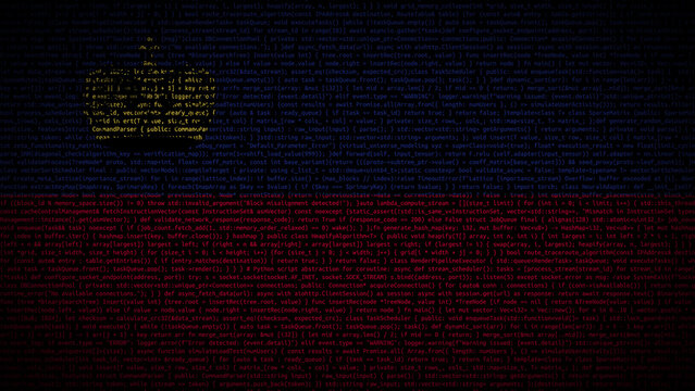 Binary code on flag of Liechtenstein. Program source code or Hacker concept on Liechtenstein flag. Liechtenstein digital technology security, hacking or programming