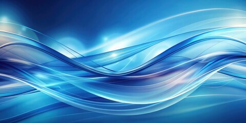 Fototapeta premium Abstract Blue Wavy Design With Vibrant Glowing Lines