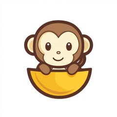 Fototapeta premium Cute cartoon monkey in minimalist design 