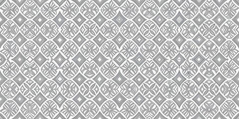 An intricate repeating pattern of overlapping diamonds, squares, and floral motifs, creating a complex and captivating geometric design.