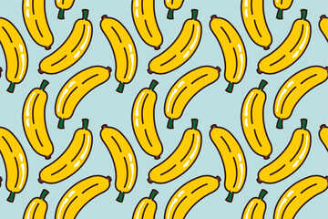 Bright and Fun Banana Seamless Pattern, Flat Cartoon Style, Editable Vector EPS for Backgrounds, Wallpapers, and Textures, Perfect for Fresh, Playful, and Cute Designs