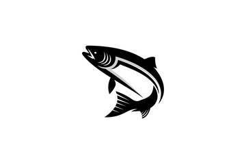 Flying Fish Wildlife Black Colored Illustration Design Silhoutte