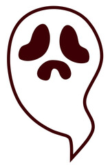 Sad white ghost. Halloween. Colored HD illustration SVG format vector graphic, editable 5 colors