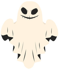 Floating white ghost spirit. Halloween. Colored HD illustration SVG format vector graphic, editable 5 colors