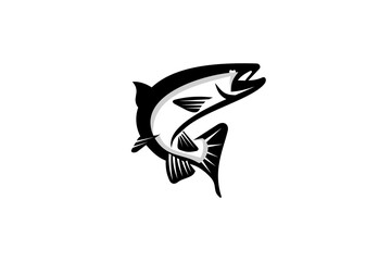 Flying Fish Wildlife Black Colored Illustration Design Silhoutte