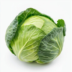 Juicy fresh single cabbage on a white background.