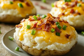 Loaded Baked Potatoes with Bacon and Cheese
