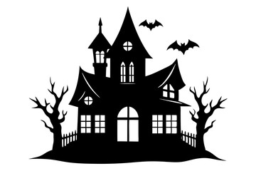 Halloween house | vector silhouette illustration on white background