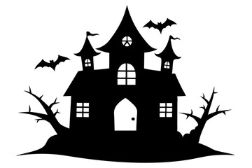 Halloween house | vector silhouette illustration on white background