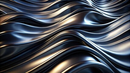 Smooth, undulating metal surface in black modern art
