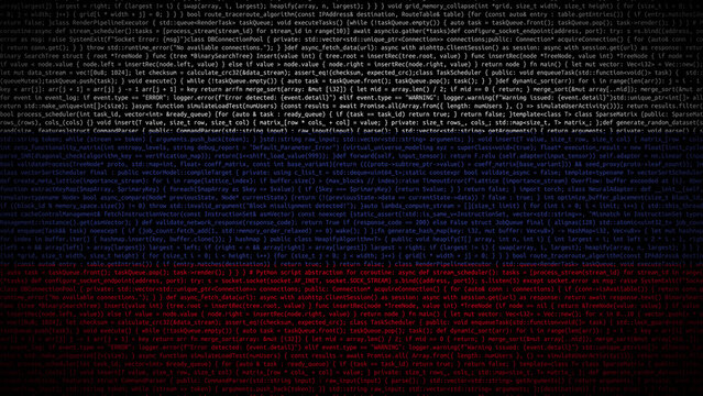 Binary code on flag of Russia. Program source code or Hacker concept on Russian flag. Russia digital technology security, hacking or programming