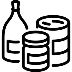 Simple vector icon bottle, canned food