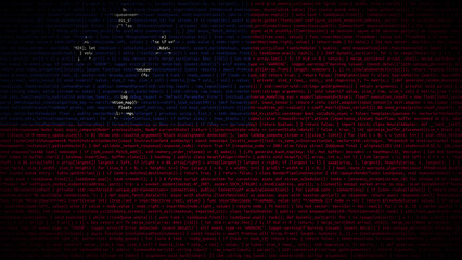 Binary code on flag of Samoa. Program source code or Hacker concept on Samoan flag. Samoa digital...