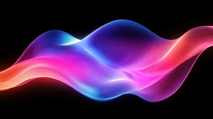 Abstract wave of vibrant colors on a black background.