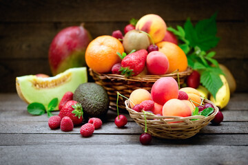 Fresh and juicy organic fruit on the table, healthy food