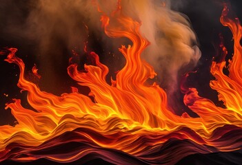 dynamic flames capturing warm vibrant energy fiery dance colors light, fire, heat, glow, orange, red, yellow, bright, smoke, brightness, illumination