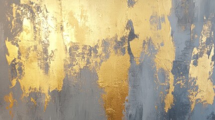 Abstract artwork featuring gold and gray textures, creating a striking visual contrast.