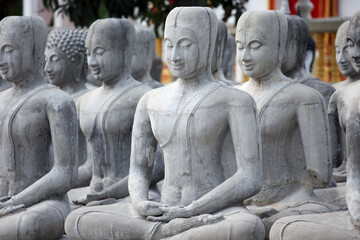 Obraz premium Serene Stone Buddhas in Meditation Pose