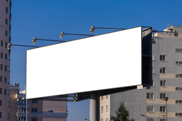 Fototapeta premium Background for design, white billboards on city streets and along roads