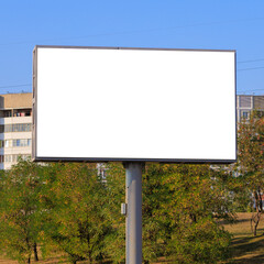 Background for design, white billboards on city streets and along roads
