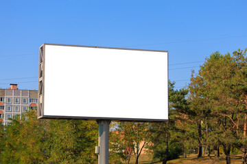 Background for design, white billboards on city streets and along roads